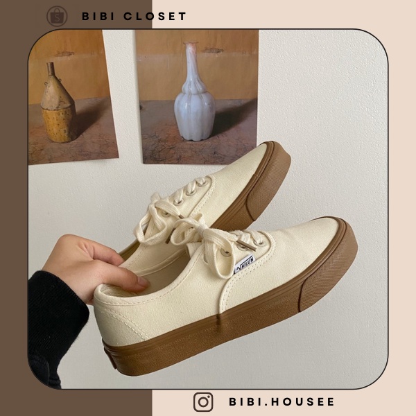 Giày thể thao nam nữ ulzzang đế bằng vải mềm năng động màu be hot trend đẹp đi chơi đi học đơn giản mã S90