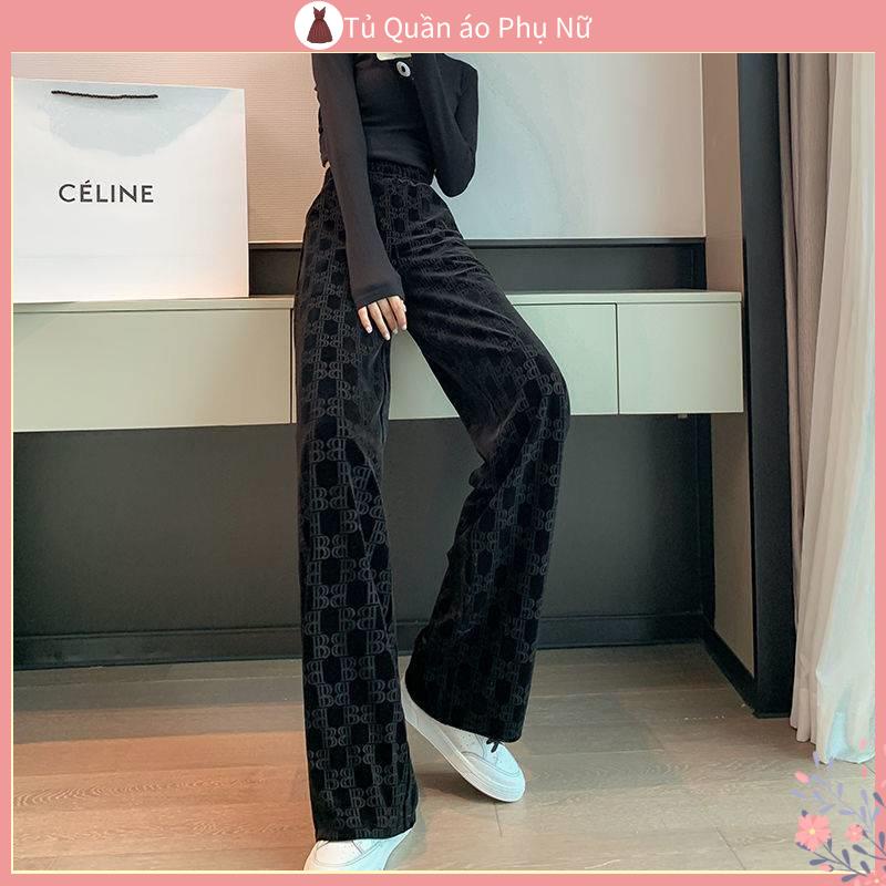 Quần Jogger Nữ Len Nhung Nữ Quần Dài Lưng Cao Dáng Ôm Mỏng Cỡ Lớn Thời Trang Thu Đông Cho Nữ