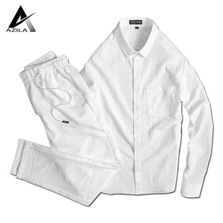 Đồ bộ đũi nam Azila, Set bộ quần áo đũi dài tay nam lịch sự chất liệu đũi xước cao cấp, mềm mịn - Đũi03