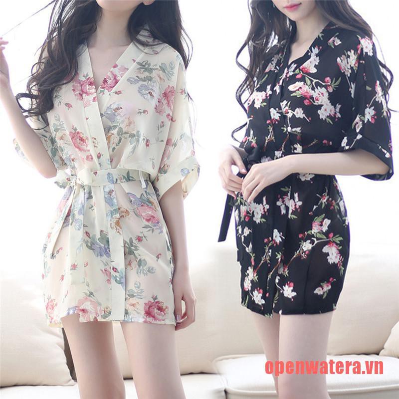Áo Choàng Ngủ Vải Chiffon Họa Tiết Hoa Quyến Rũ Cho Nữ | BigBuy360 - bigbuy360.vn