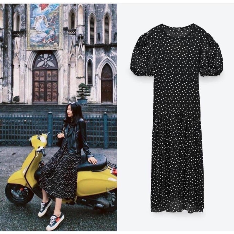 VÁY SUÔNG NỮ CHẤM BI PHỐI VON TẦNG | BigBuy360 - bigbuy360.vn