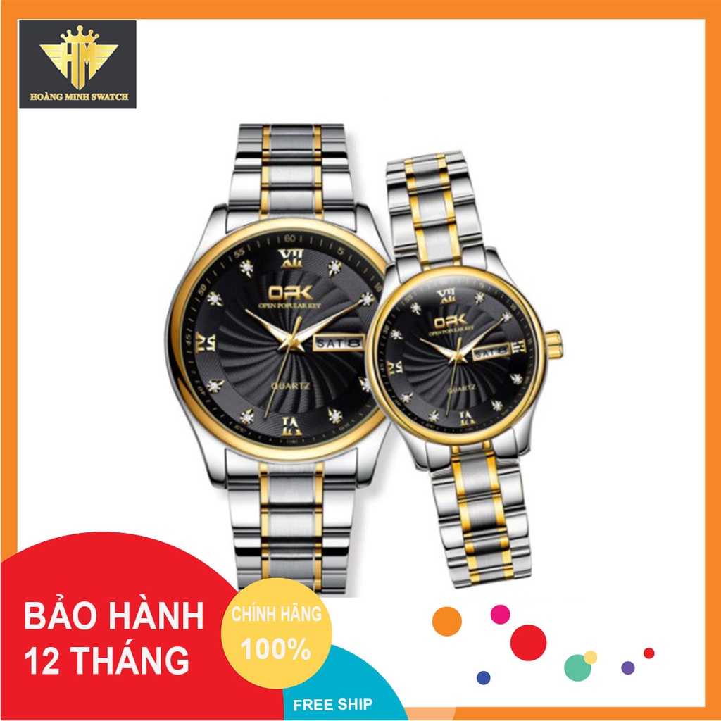Đồng Hồ Cặp Đôi Nam Nữ Chính Hãng OPK Dây Kim Loại Cao Cấp Không Gỉ Mặt Đính Đá Đẹp Sang Trọng Giá Rẻ