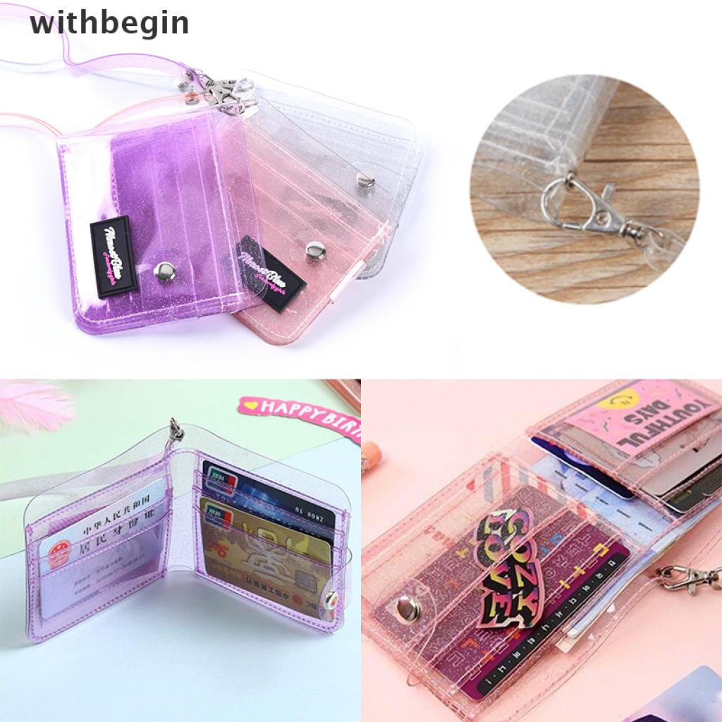 Ví đựng thẻ tiền dáng ngắn mini bằng PVC trong suốt thời trang dành cho nữ