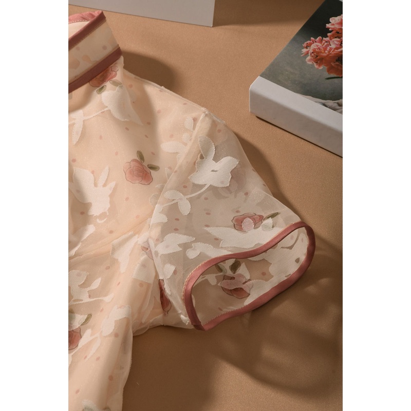 Đầm Sườn Xám Vải Voan Tay Ngắn In Hoa Thanh Lịch Thời Trang Mùa Hè Dành Cho Nữ Size S-2XL