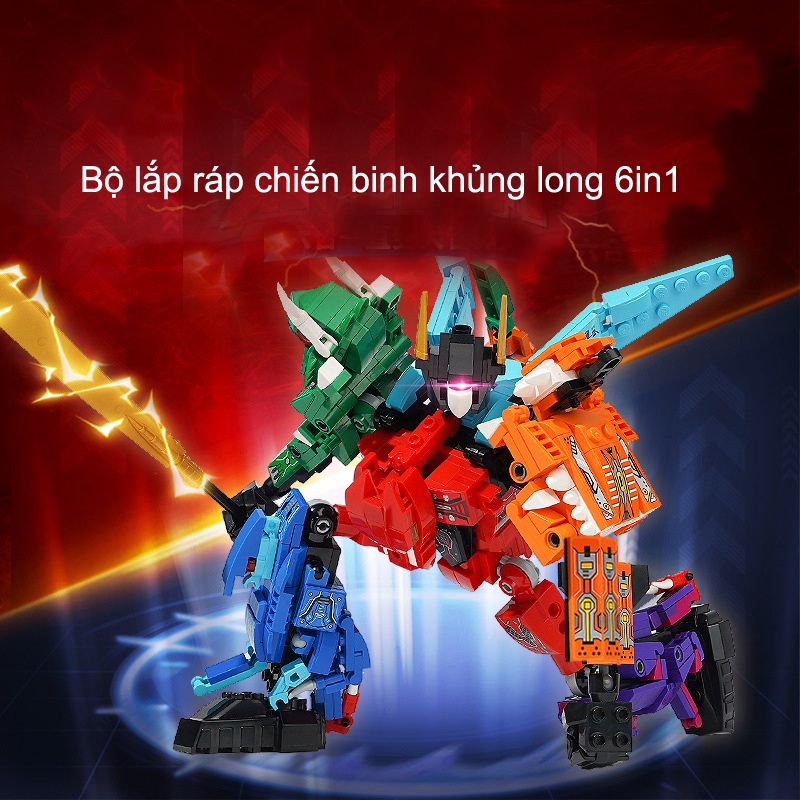 Bộ đồ chơi lắp ráp siêu nhân khủng long từ các mô hình nhỏ 6in1 - mã 41105