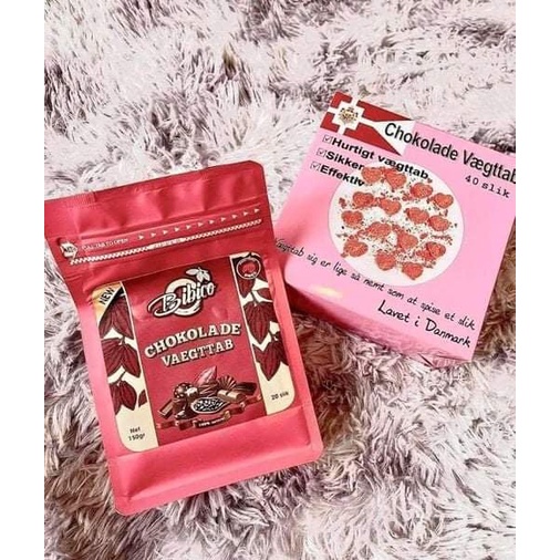 Kẹo giảm cân Socola Đan Mạch Chokolade Vaegttab hộp 20 viên  giá dùng thử