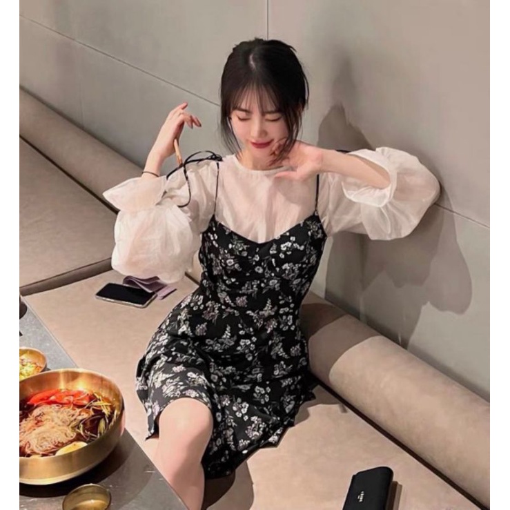 SET ĐẦM YẾM HOA Và ÁO VOAN TRẮNG TAY PHỒNG