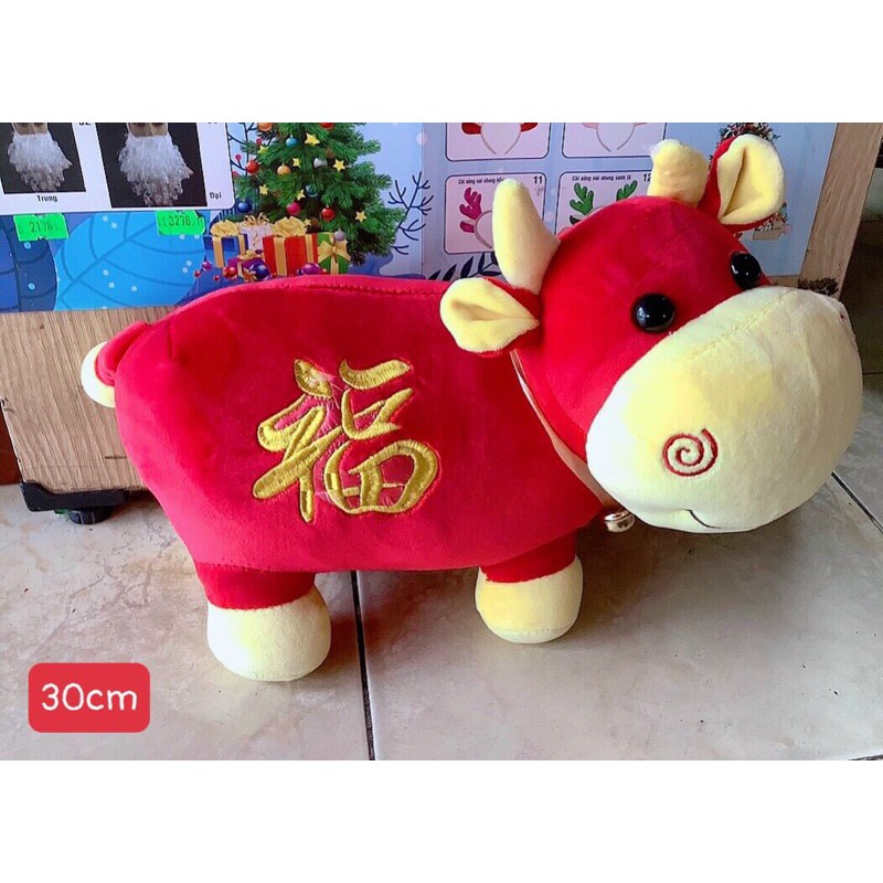 GẤU BÔNG TRÂU TẾT TÀI LỘC CAO CẤP,Chất Miniso Mềm Nhũng