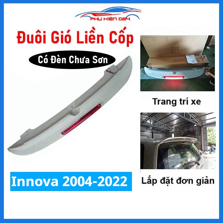 Đuôi gió sau xe liền cốp Innova 2004-2008, 2009-2011, 2012-2016, 2017-2022 hàng mộc chưa sơn
