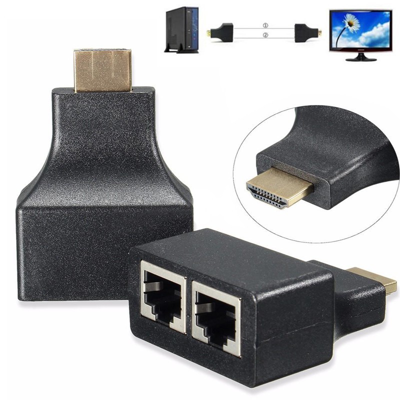 Cặp cáp mở rộng chuyển đổi cổng HDMI sang RJ45 CAT 5 / 6 1080P cho PC PS3 | BigBuy360 - bigbuy360.vn