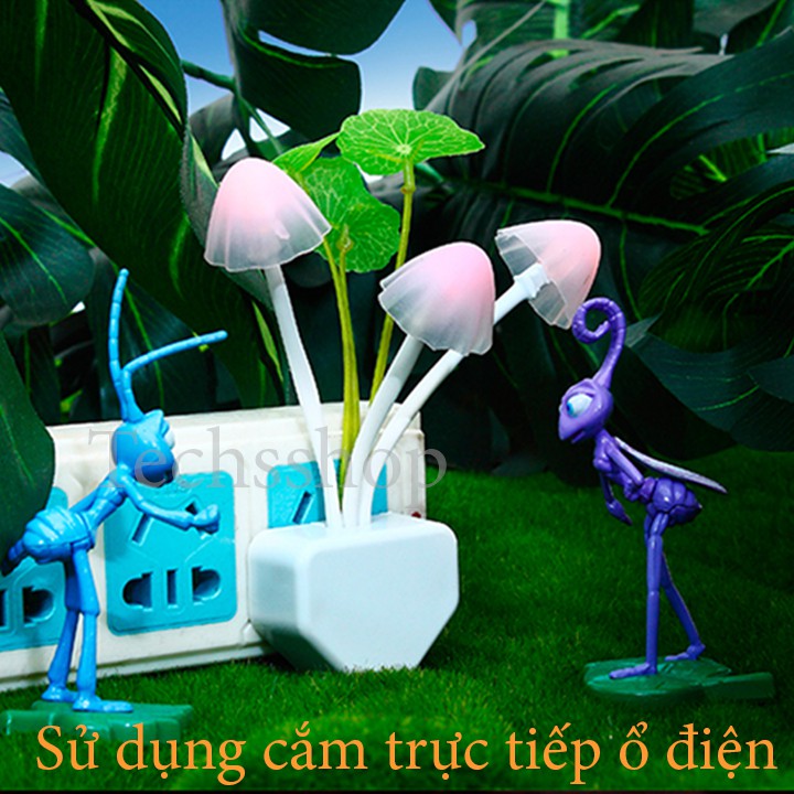 Đèn ngủ thông minh hình cây nấm - đèn ngủ sáng tắt tự động - tiện lợi