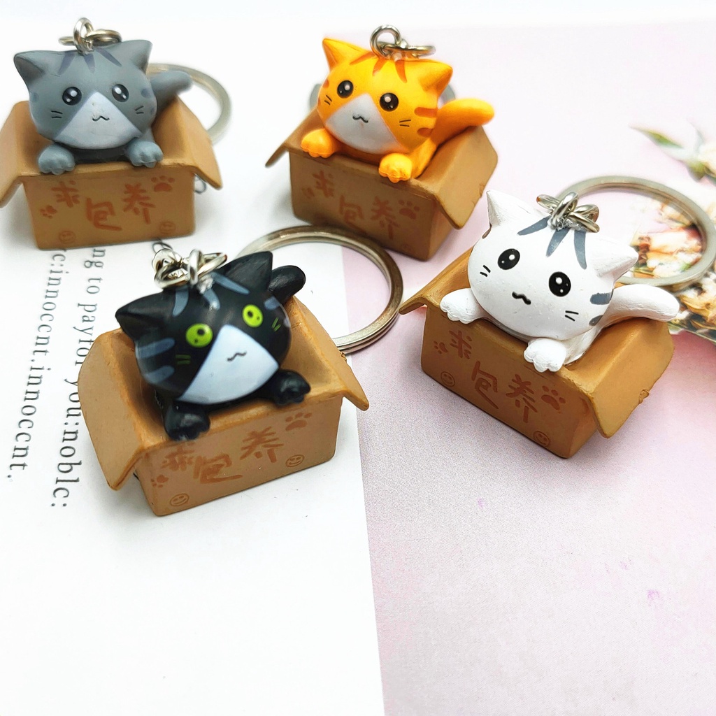 Móc khóa mèo con bỏ trong hộp keychain chìa khóa box cat PKDANH