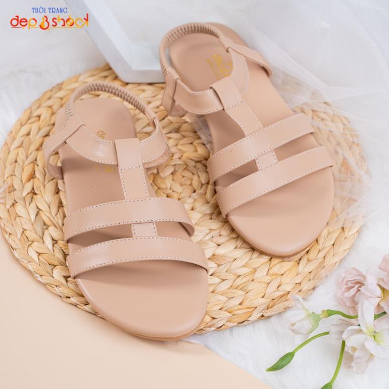 sandal quai ngang hậu thun đế bệt big size Depvashock Ms 355