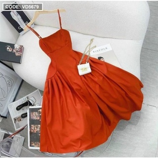 Đầm 2 dây cam dáng dài- VD5679