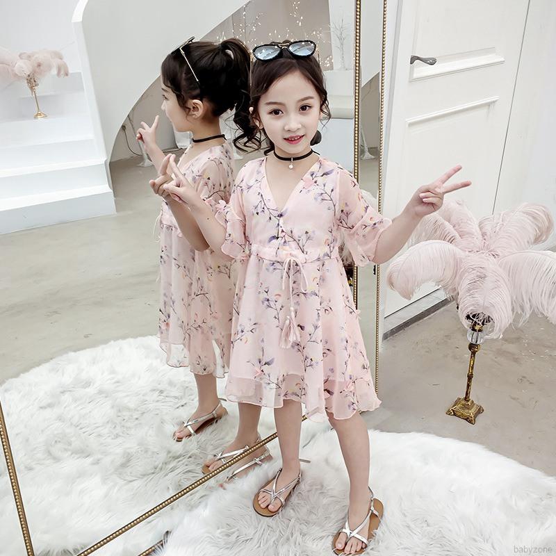 Đầm Tay Xòe In Hoa Cho Bé