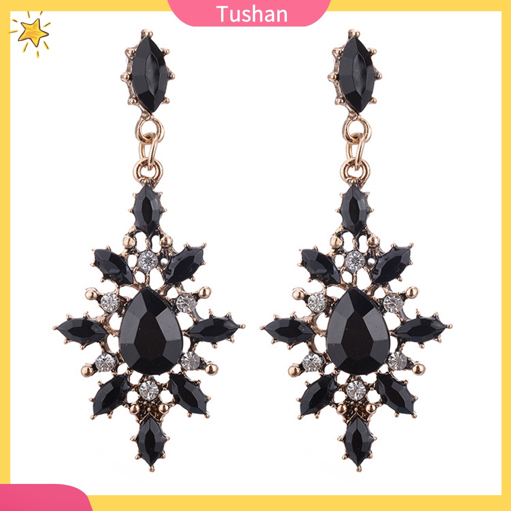 Đôi Khuyên Tai Dài Hình Bông Tuyết Đính Đá Thời Trang Cho Nữ