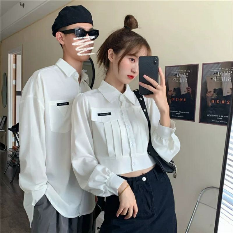 6:30PM Order Áo sơ mi ulzzang nam nữ đồ đôi tag croptop