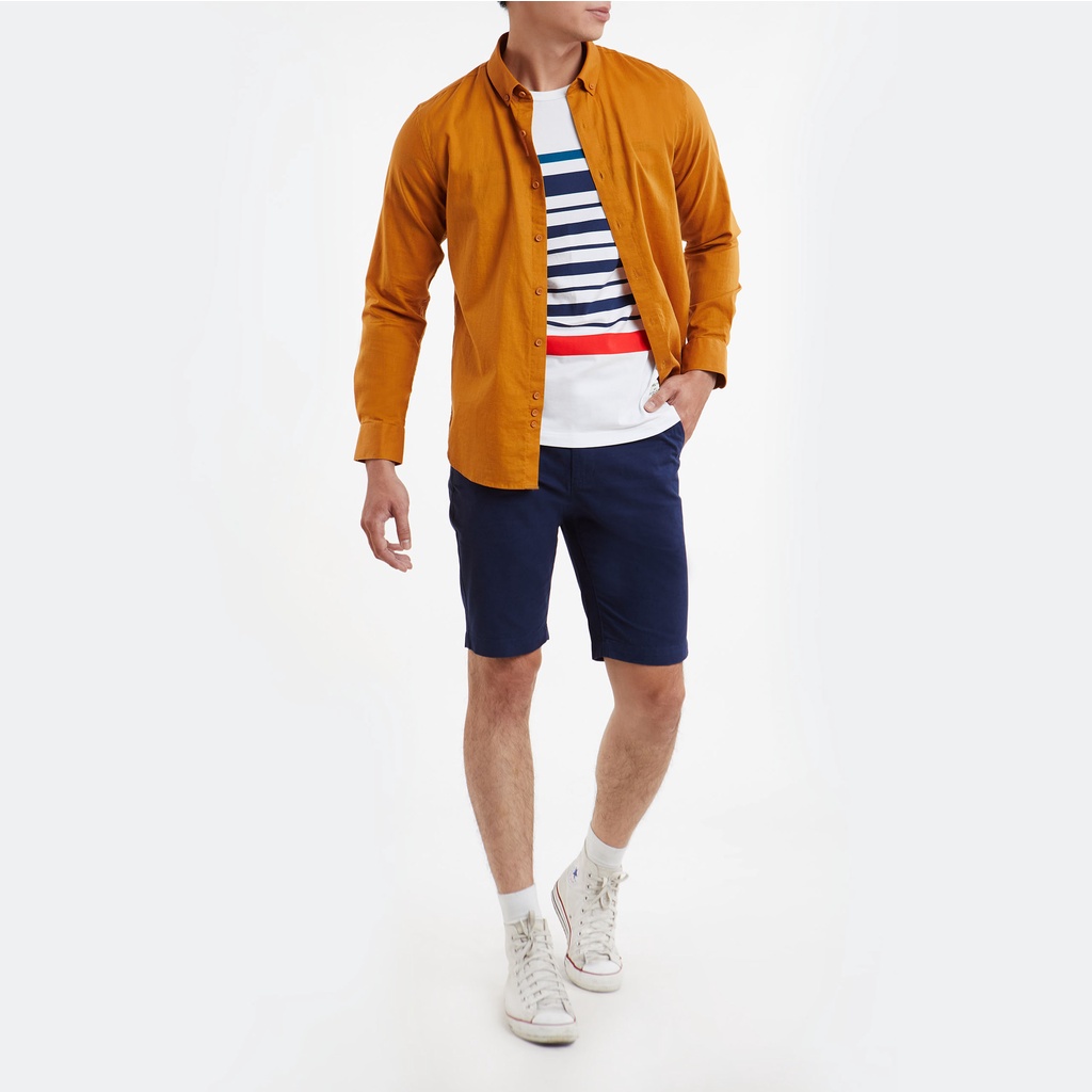 Ninomaxx Áo sơ mi Linen Basic nam tay dài 1912097