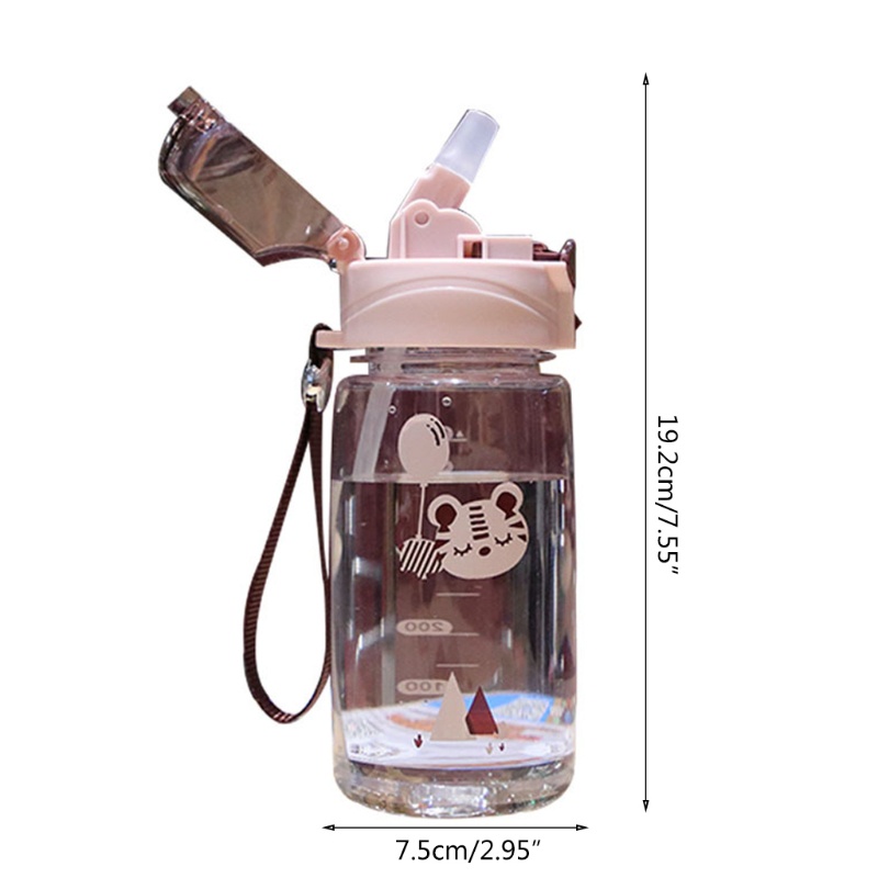 Bình Nước 550ML Họa Tiết Hoạt Hình Động Vật Dễ Thương Cho Bé