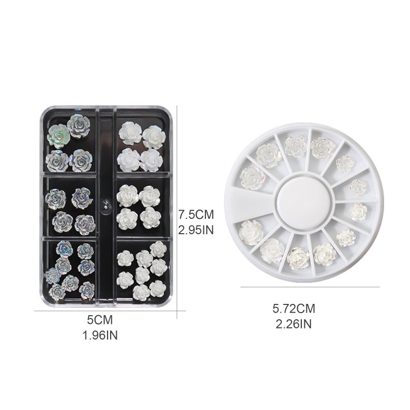 [Hàng mới về] Đá hình hoa trà 3D làm từ resin màu aurora/trắng dùng trang trí móng dễ thương DIY