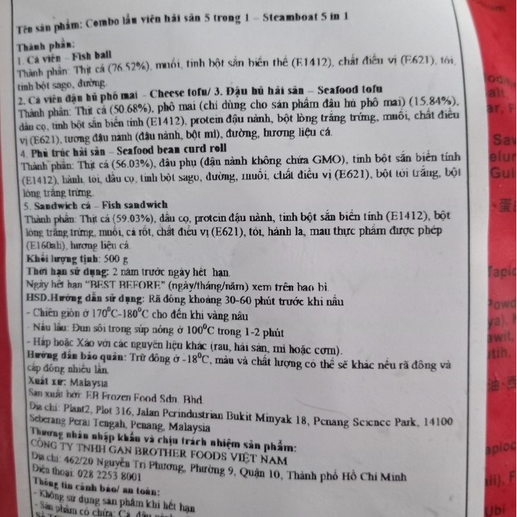 Viên thả lẩu 5 in 1 hãng EB thả lẩu, chiên (túi 500g) | BigBuy360 - bigbuy360.vn