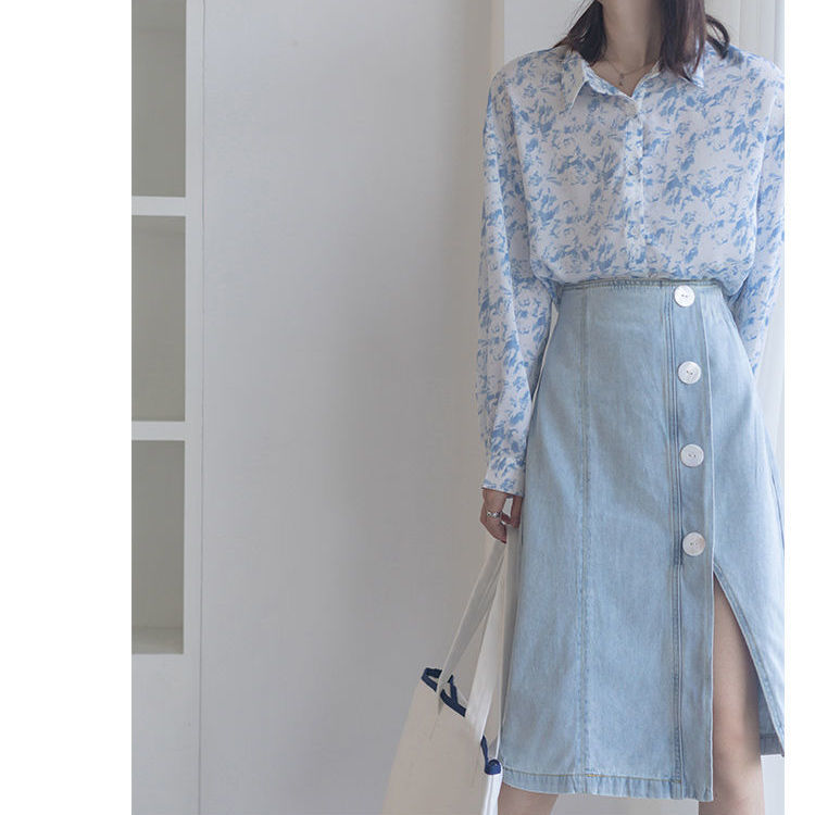 chân váy jean Thời Trang Mùa Thu 2021 Cho Nữ chân váy jean