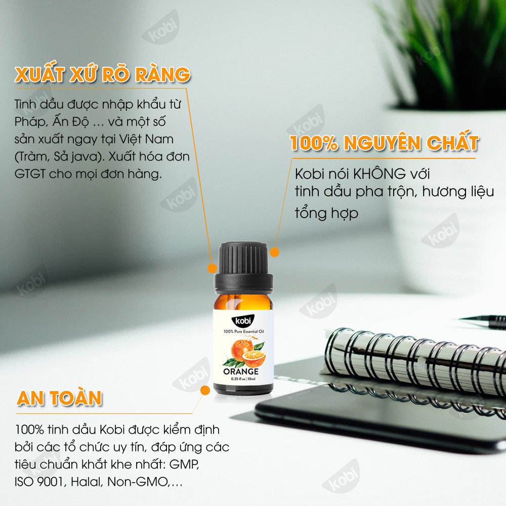 Tinh dầu Cam Ngọt Kobi Orange essential oil giúp thơm phòng, chống trầm cảm, kích thích miễn dịch - 10ml
