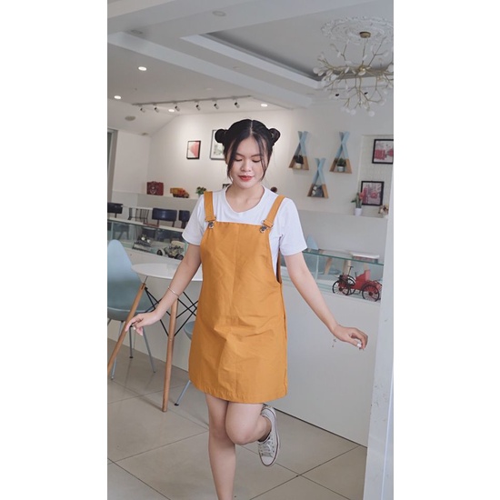 | Kèm quà tặng 1 Áo  | Váy Yếm Kaki màu bò dáng suông chũ A