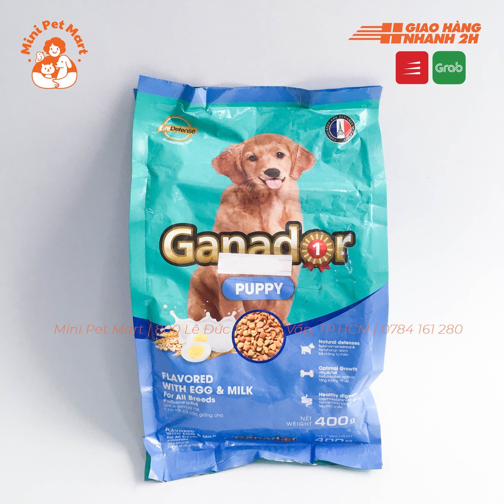 Thức ăn hạt cho chó con GANADOR 400g - Vị trứng và sữa
