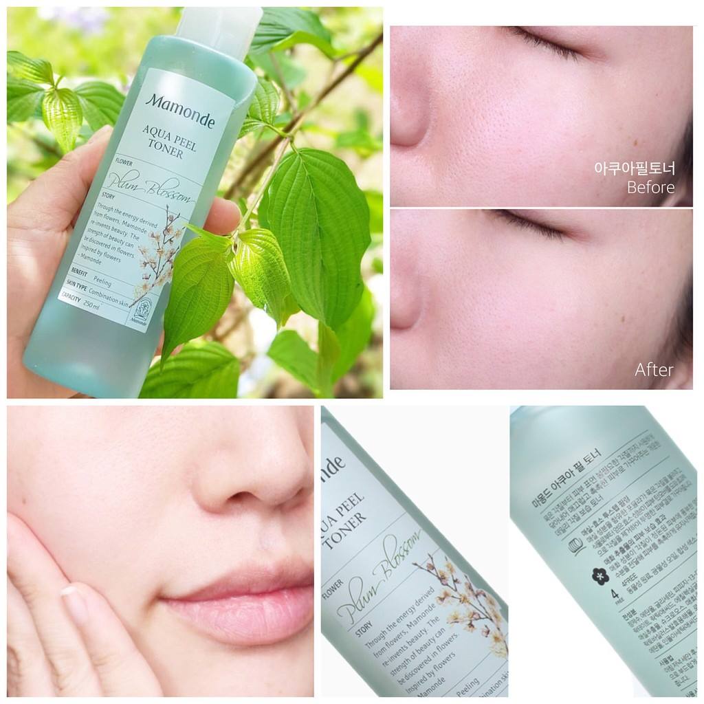 Nước hoa hồng Toner Mamonde 250ml Rose Pore Clean diếp cá Centella rau má Aqua Peel hoa mận Chamomile hoa cúc