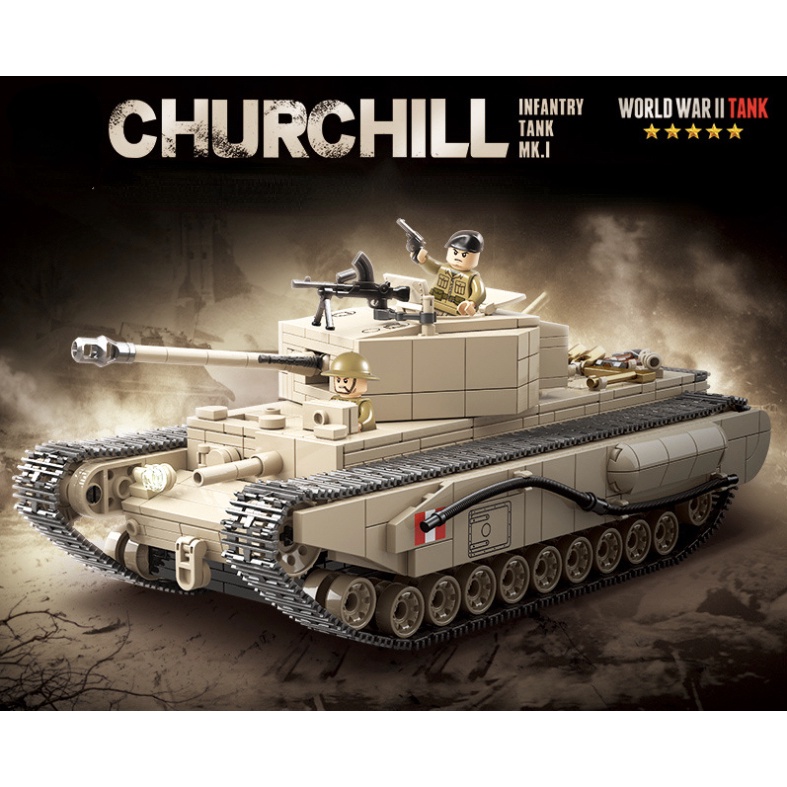 Set 1031 Mô Hình Xe Tăng MOC WW2 Churchill MK.I Dễ Thương Cho Bé