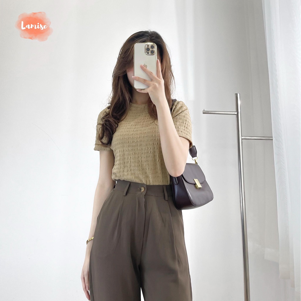 Áo Xốp Nhăn Cổ Tròn LAMISE Mặc Mùa Hè Siêu mát Thời Trang Nữ Dáng Vừa MH02