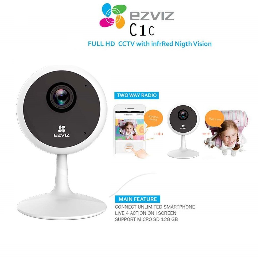 [Mã 2404EL10K giảm 10K đơn 20K] Camera 1M 2M IP Wifi Ezviz C2C 720P 1080P (Ezviz Mini O CS-CV206) BH 24 Tháng