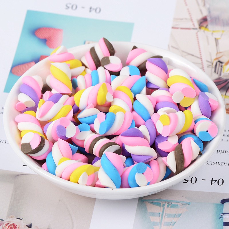 Charm (C234) slime/ Dụng Cụ Trang trí [Ko Keo &amp; Nút] Hình Viên Kẹo Marshmallow - Giá 1 cái