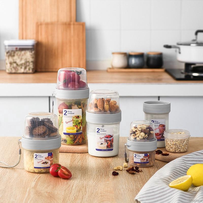✨Shoplara✨ Double-layer Storage Tank Transparent Sealed Compartment Leak-proof Food Container