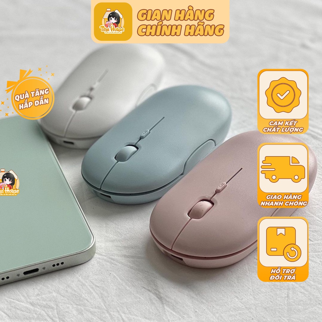 Chuột Bluetooth TN-227 Không Dây Thiết Kế Nhỏ Gọn Tinh Tế Đa Kết Nối - Dùng Được Cho Cả Laptop Ipad Và Điện Thoại