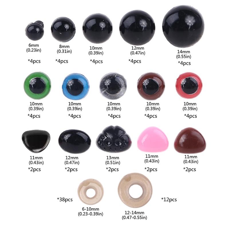 Bộ 50 Phụ Kiện Vòng Đệm Đầu Tròn / Tam Giác Gắn Mắt / Búp Bê / Thú Nhồi Bô