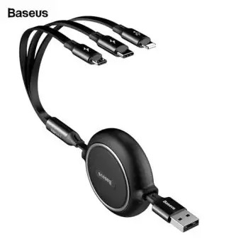 Cáp sạc 3 đầu dây rút Baseus:Plastic Golden Loop