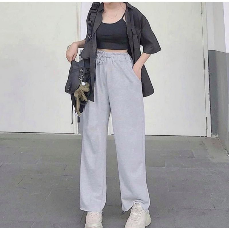 Quần jogger ống rộng nữ🦋Culottes dáng suông rách gấu cạp cao kéo dài chân ulzzang HOT🦋and🦋ống bó