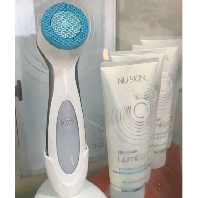 (Hàng Công ty-Nuskin_Bảo Hành 2 năm) Máy Rửa Mặt LumiSpa Nuskin + Sữa rửa mặt NUSKIN