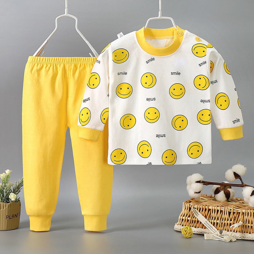 New pure cotton autumn baby underwear set autumn clothes for girls long pants two piece pajamas for kids at home