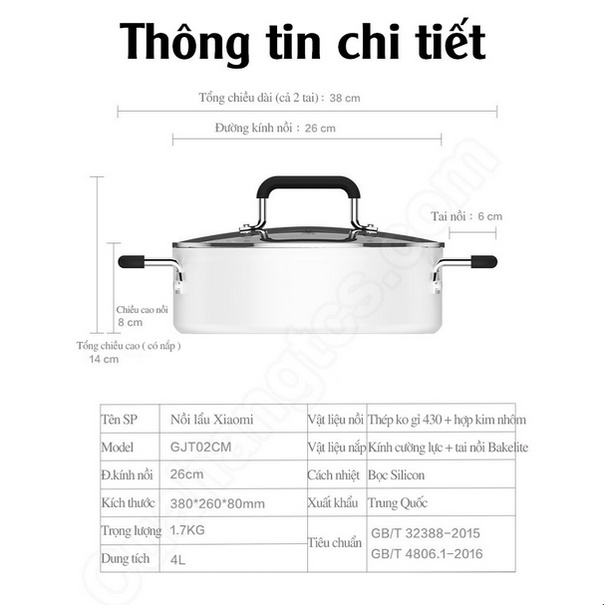 Nồi lẩu Xiaomi Mijia Induction Cooker Dùng Cho Bếp Từ Đa Năng - SP Chính Hãng