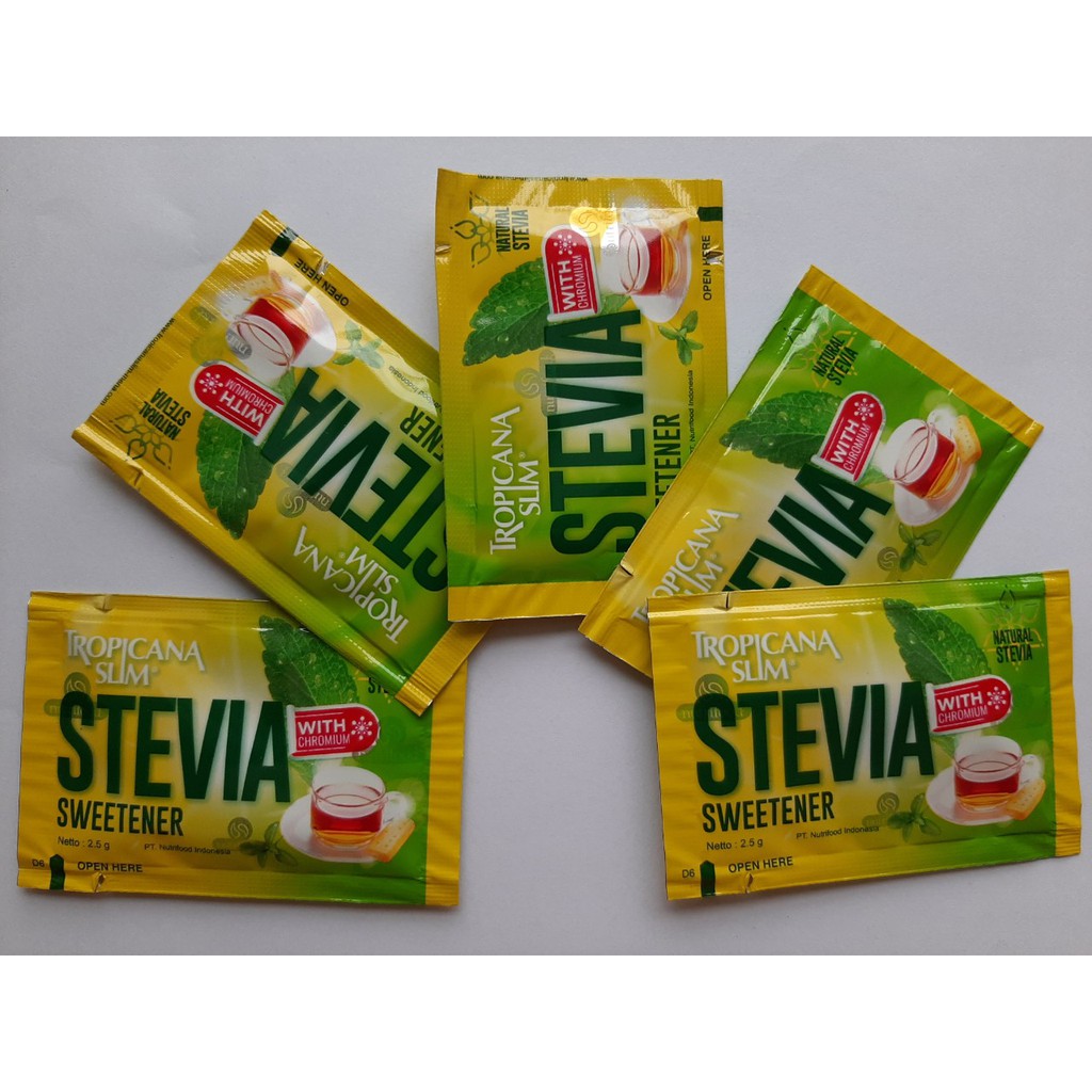 Set 10/5 Gói Đường Ăn Kiêng Lá Cỏ Ngọt Thương Hiệu Tropicana Slim - Nhập Khẩu Indonesia