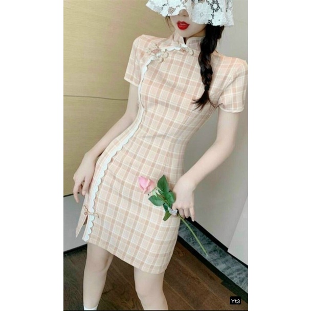 Hàng QUảng CHâu -- Đầm Kate Cổ Trụ Viền Hoa Văn Xinh Hết Ý UP