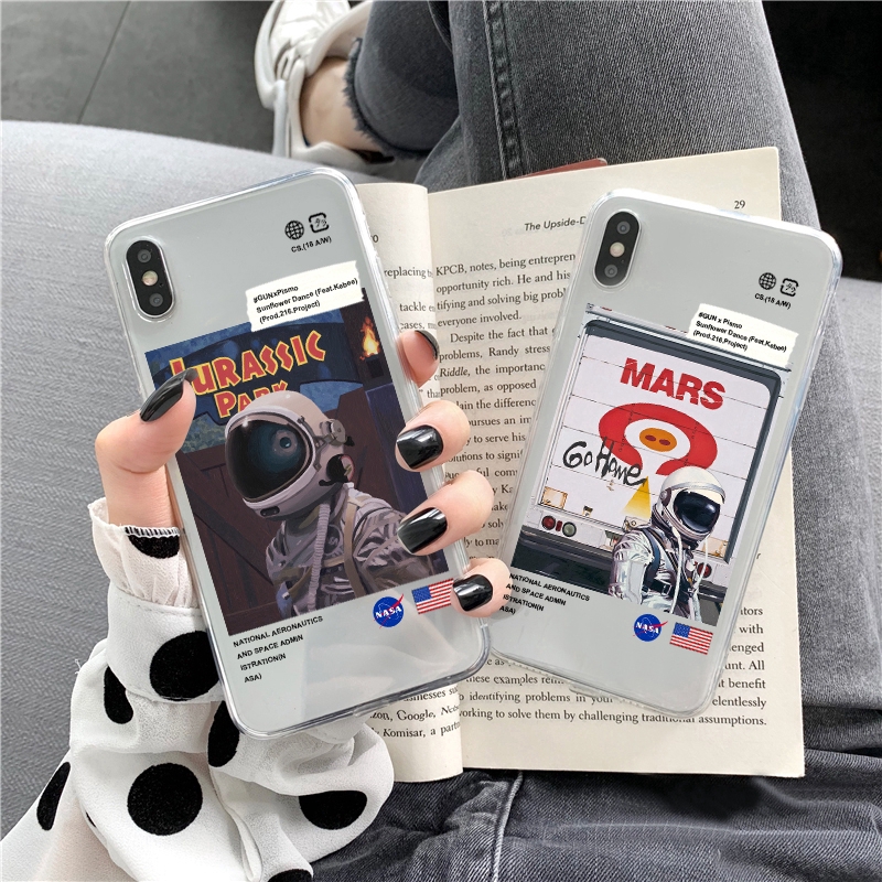 、Nasa astronaut Oppo reno renoz reno2z/2f renoace phone case realme c1x 2pro 3pro X 5pro XT 3 x2pro soft Transparent shell a3s a5 k3 Cover Casing Silicone personality fashion