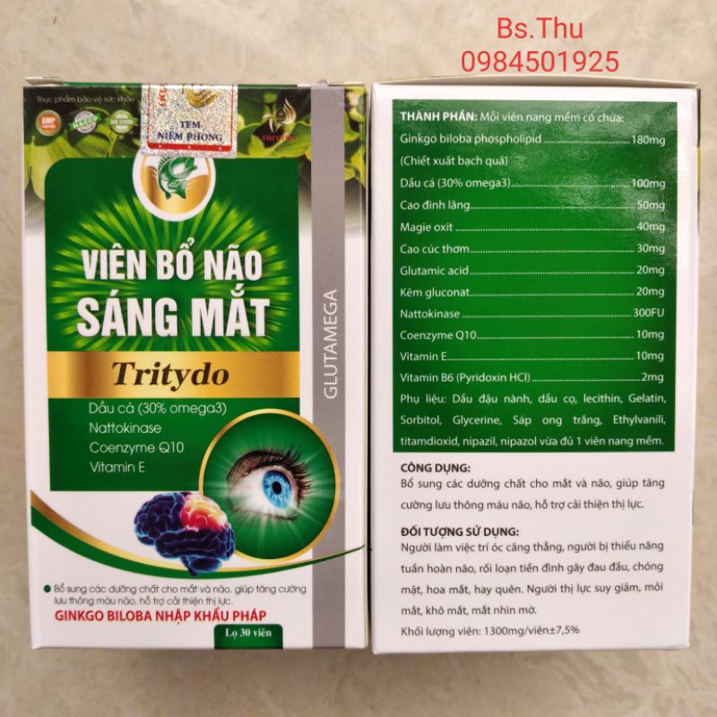 Hộp 30 VIÊN BỔ NÃO SÁNG MẮT TRITYDO Trytido