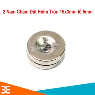Bộ 2 Viên Nam Châm Đất Hiếm Tròn 15x3mm CÓ LỖ ( từ tính hút cực mạnh)