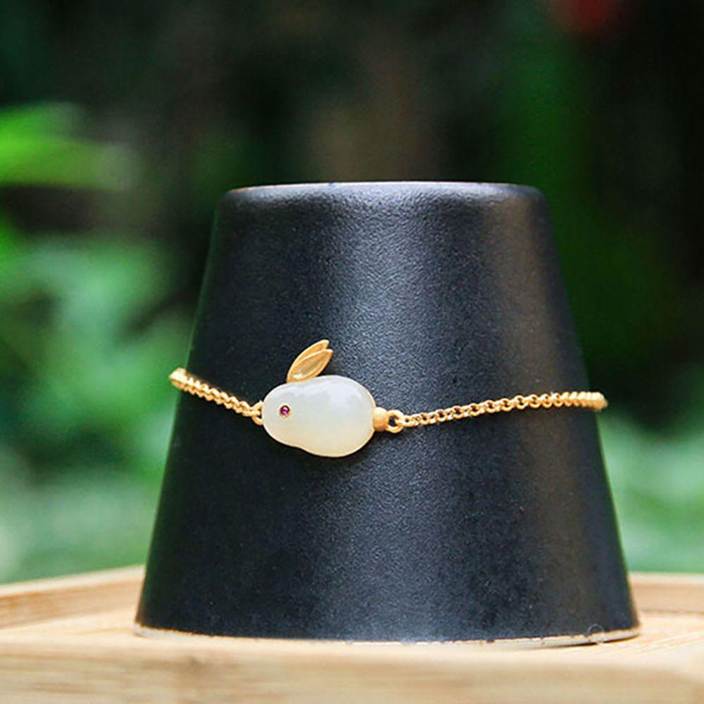 Vòng Tay Ngọc Bích Nhân Tạo Hình Thỏ Dễ Thương Cho Nữ