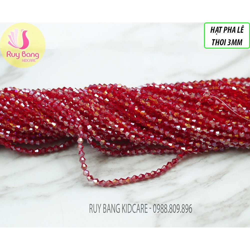 Hạt pha lê thoi 3mm tông hồng