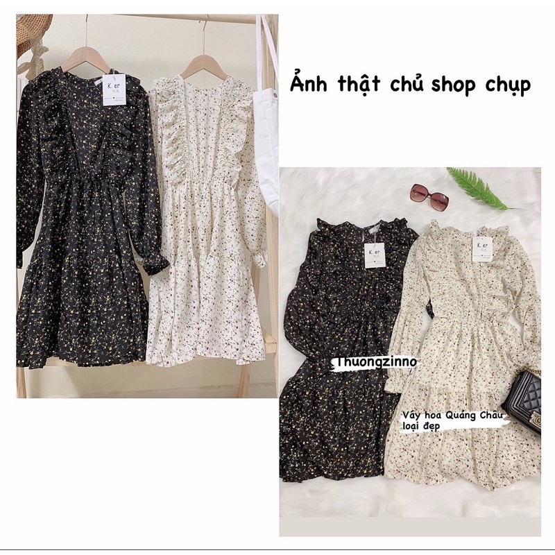 Váy hoa nhí Chiffon cao cấp kiểu dáng vintage Hàng Quảng Châu loại đẹp- Đầm ulzzang lụa Đẹp